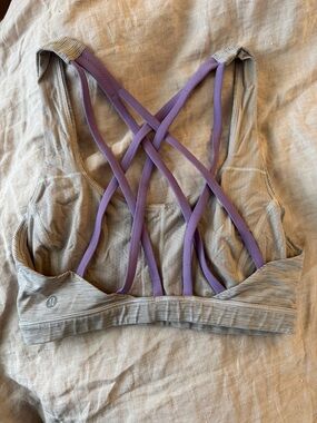 lululemon athletica Strappy Sports Bra - Light Gray with Lavender